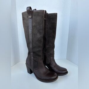 Naturalizer Riding Boots Brown Suede & Leather Knee High Pull On Boots Size 7